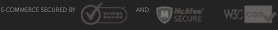 VeriSign Secured, McAfee Secure, W3C CSS compliant
